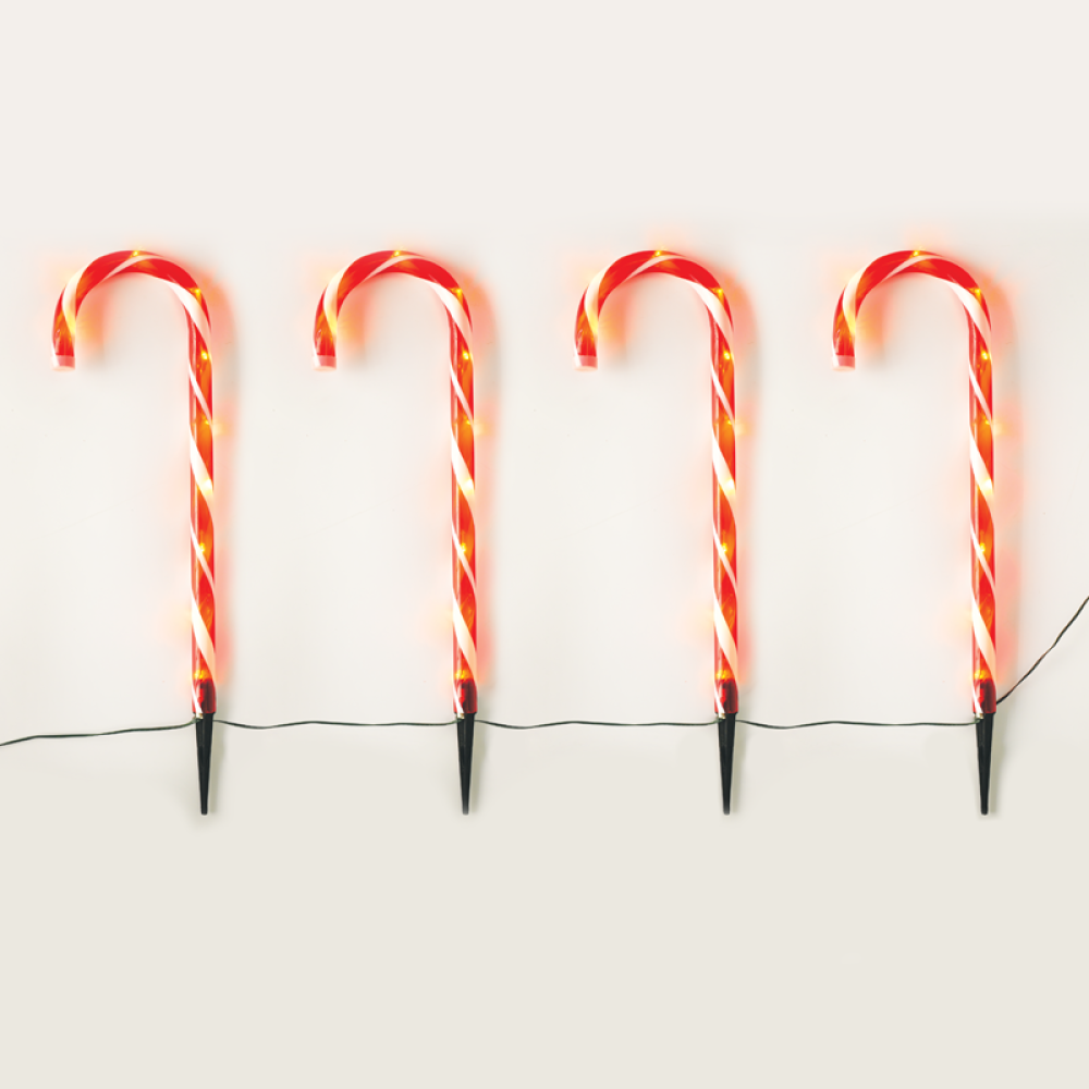 ^ 4 CANDY STAKES 40 WW LED ΛΑΜΠΑΚΙΑ 8ΠΡΟΓΡΑΜ ΑΝΑΠΤ(4.5V) IP44 M1.5m*Φ2.5cm*Y60cm 0.5m ΠΡΑΣ ΚΑΛ ΤΡ  -X13401413